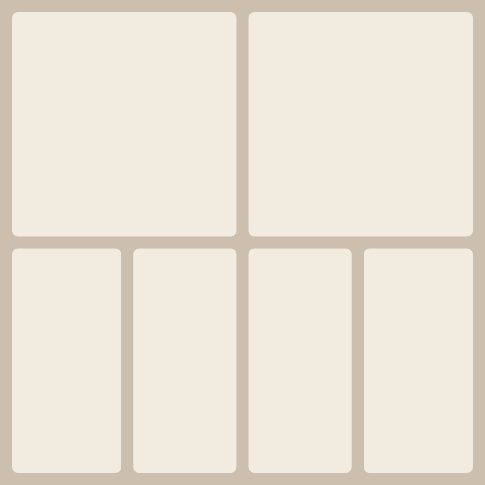 '6: Top pair + bottom quartet' layout — collage from 6 photos