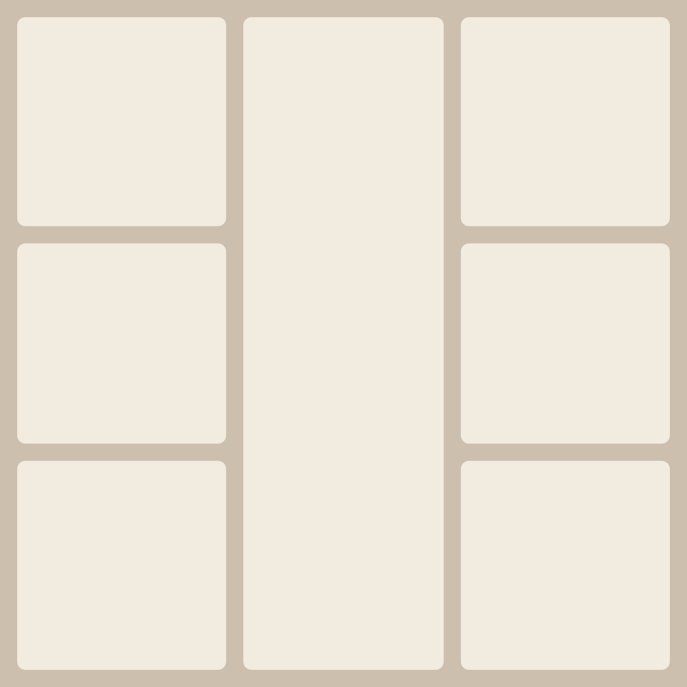 '7: Two trio cols + center hero' layout — collage from 7 photos