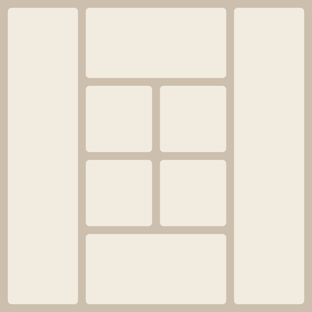 '8: Center grid with side strips' layout — collage from 8 photos