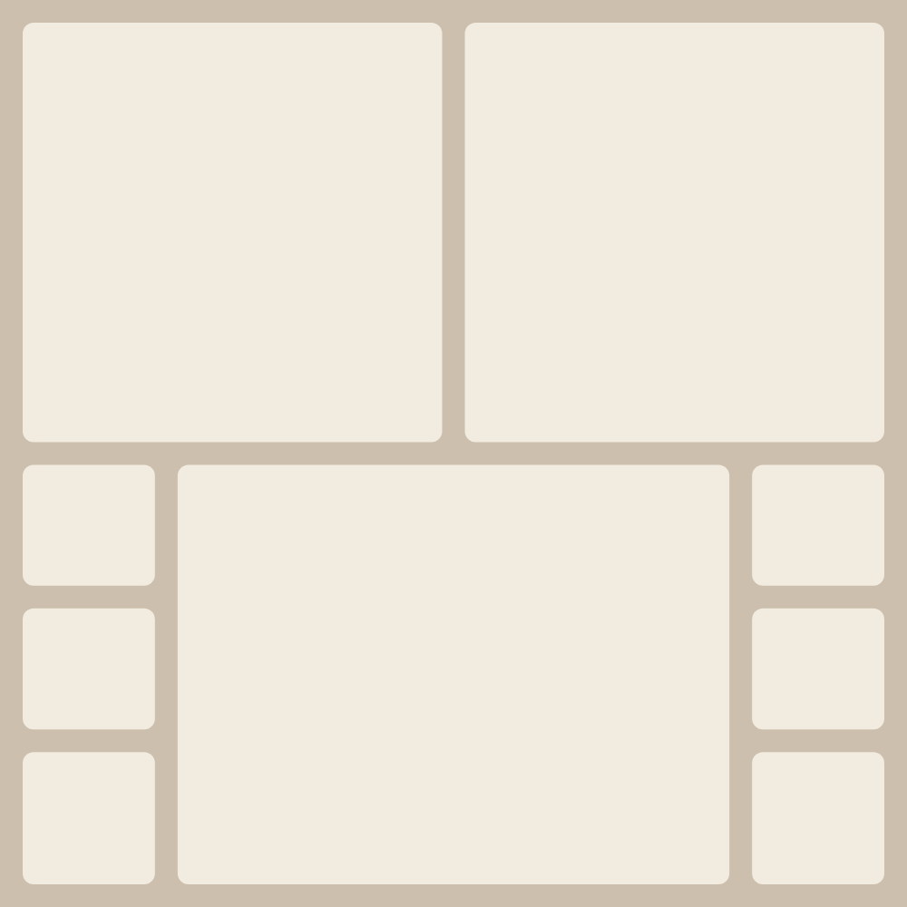 Layout „9: Paar oben + umrahmtes Hauptbild“ — Collage mit 9 Bildern