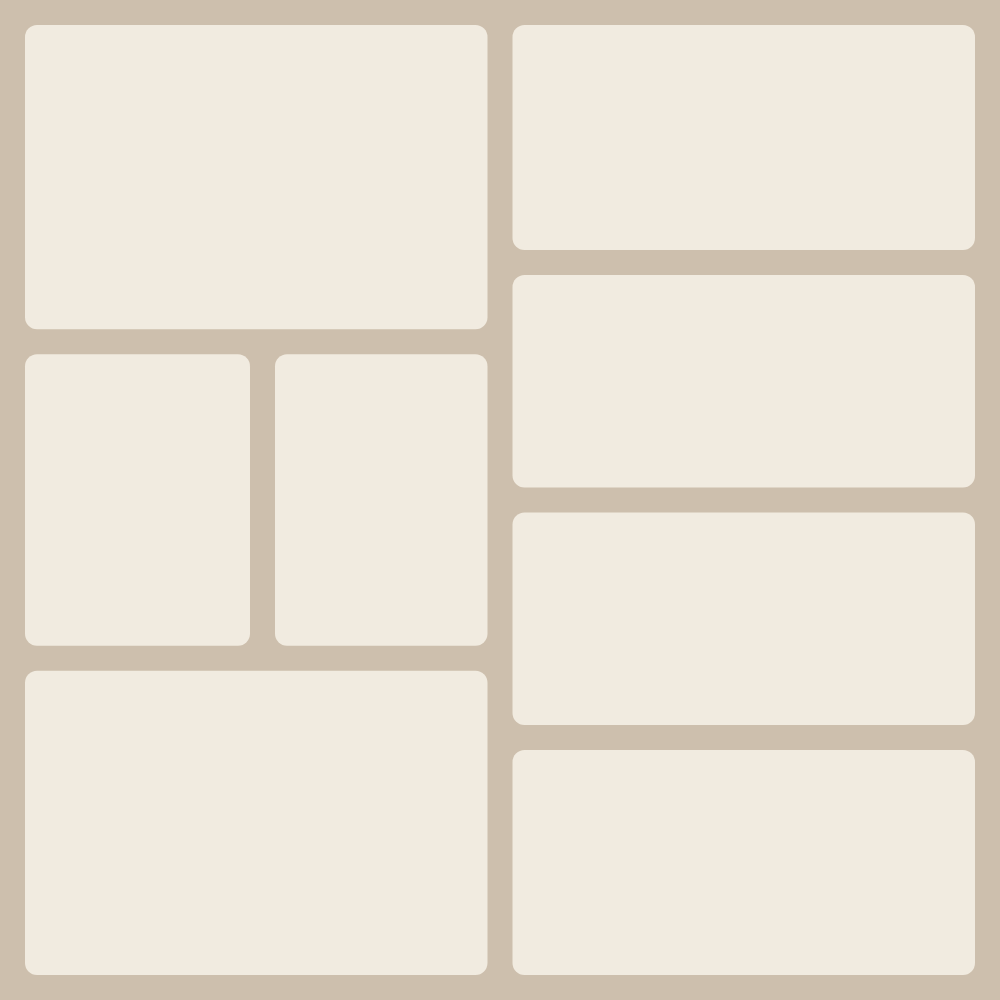Layout „8: Spalte links + vier Streifen rechts“ — Collage mit 8 Bildern